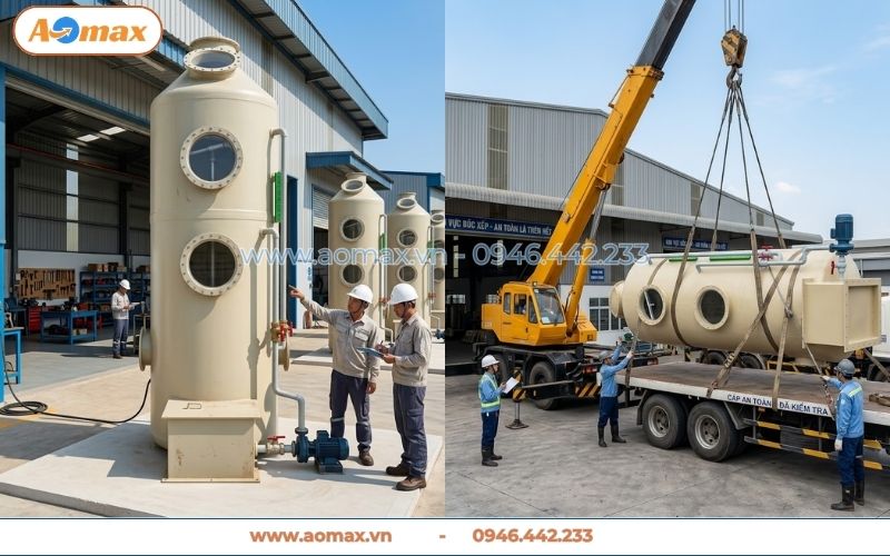 Tháp hấp thụ xử lý khí thải D1800 giá tốt nhất thị trường