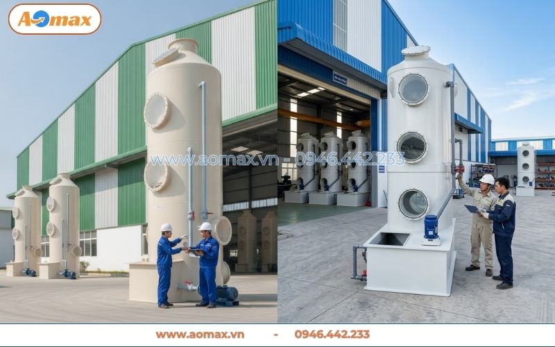 Tháp hấp thụ xử lý khí thải D2000 công suất 20000m3/h