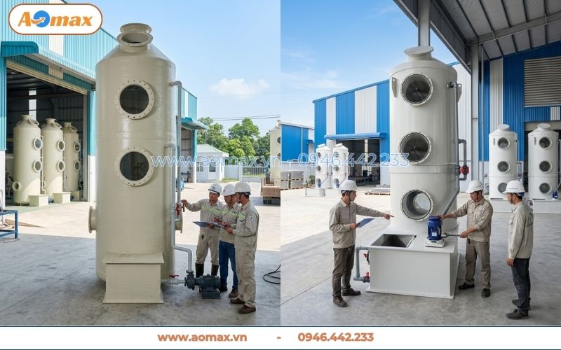 Tháp hấp thụ xử lý khí thải D2200 lưu lượng 25000m3/h