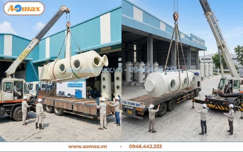 Tháp hấp thụ xử lý khí thải D2200 chống ăn mòn hóa chất