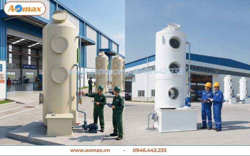 Tháp hấp thụ xử lý khí thải D2500 xử lý mùi hóa chất