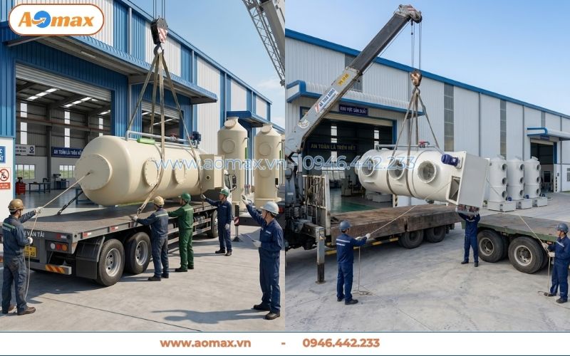 Tháp hấp thụ xử lý khí thải D2500 chống ăn mòn hóa chất