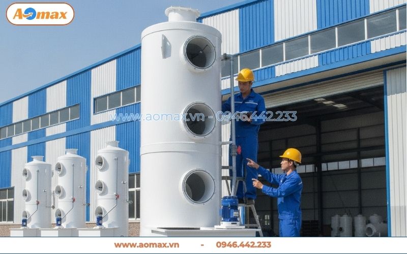 Xưởng gia công tháp hấp thụ xử lý khí thải D3200 AOmax