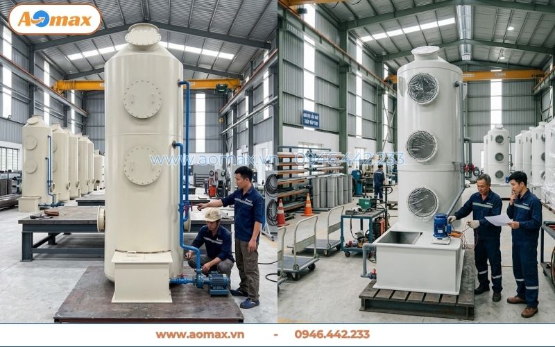 Tháp hấp thụ xử lý khí thải D3800 đạt chuẩn môi trường