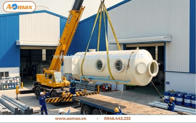 Tháp hấp thụ xử lý khí thải D600 công suất 2000m3/h
