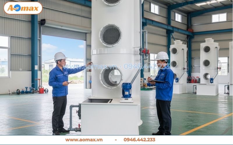 Tháp hấp thụ xử lý khí thải D600 cao 3000mm