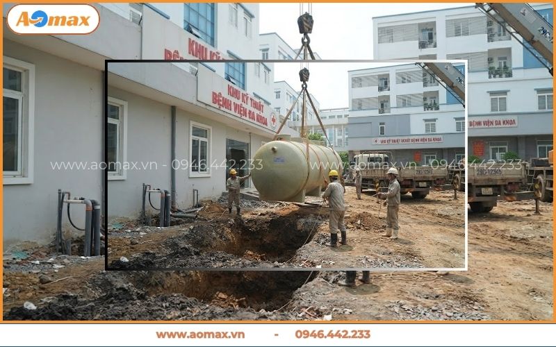 Đội ngũ AOmax hoàn thiện lắp đặt máy xử lý nước thải y tế
