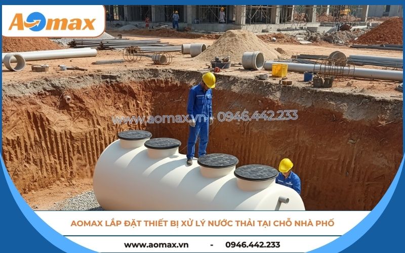 Lắp đặt quy trình công nghệ xử lý nước thải tại chỗ cho nhà phố.