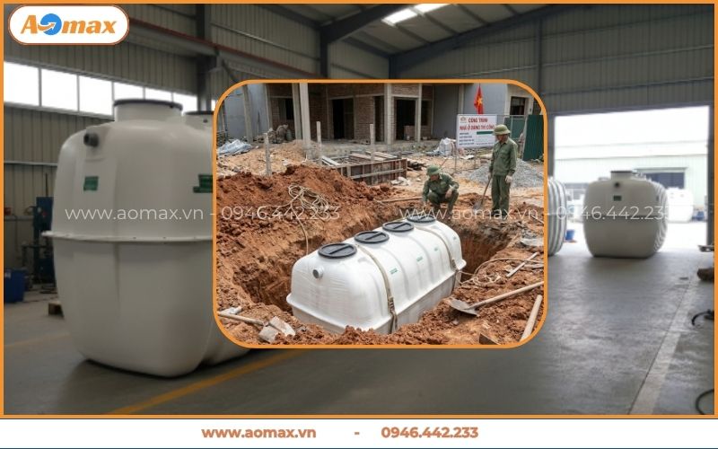 Bồn tự hoại AOmax thay thế bể bê tông