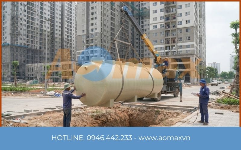 Hạ bồn bể cho hệ thống xử lý nước thải sinh hoạt chung cư