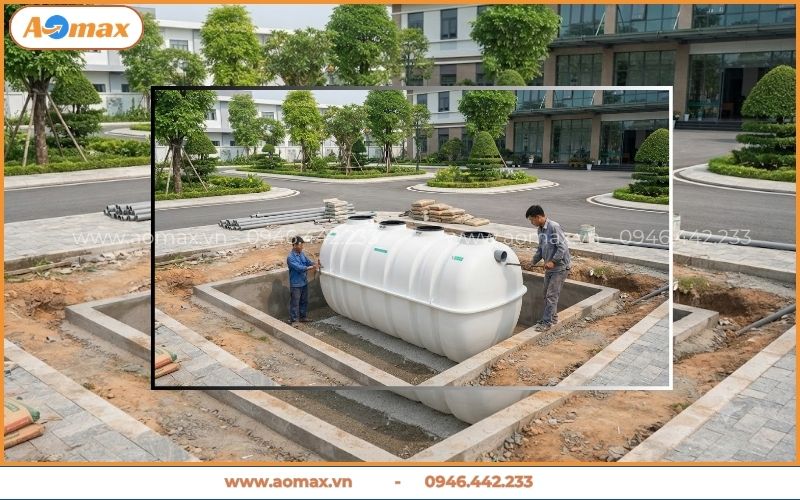 Lắp đặt module xử lý nước thải y tế ở sân sau phòng khám