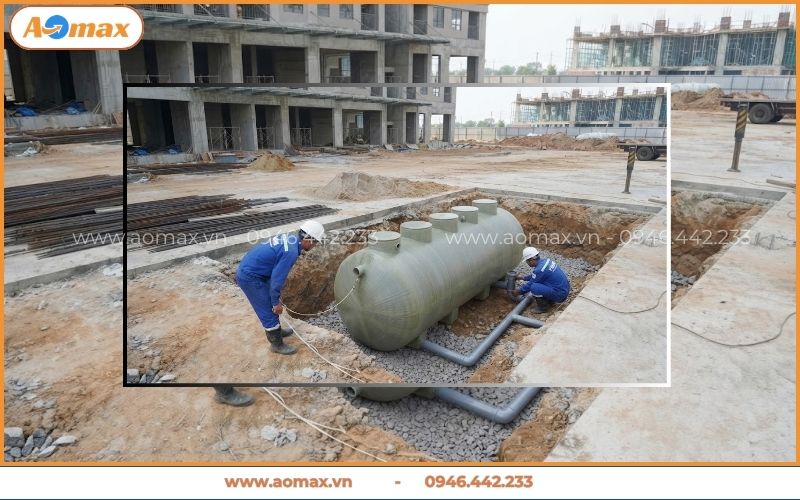 Đấu nối đường ống công nghệ cho trạm xử lý nước thải khu dân cư