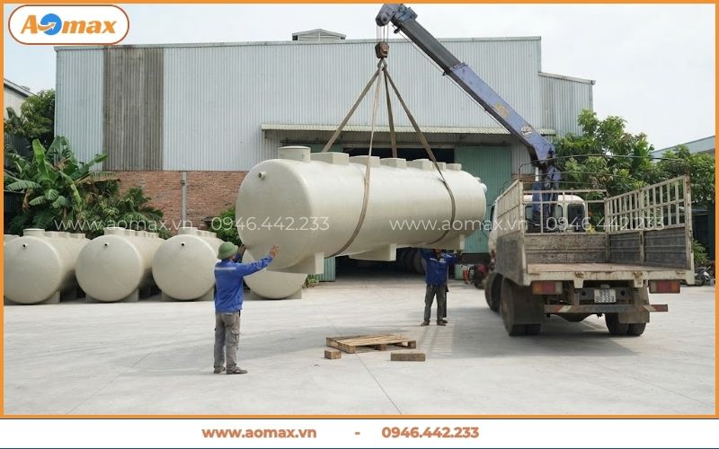 Xe cẩu vận chuyển module xử lý nước thải An Giang