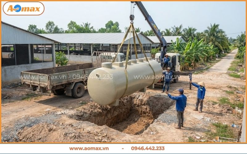 Thi công hệ thống xử lý nước thải An Giang cho trang trại heo