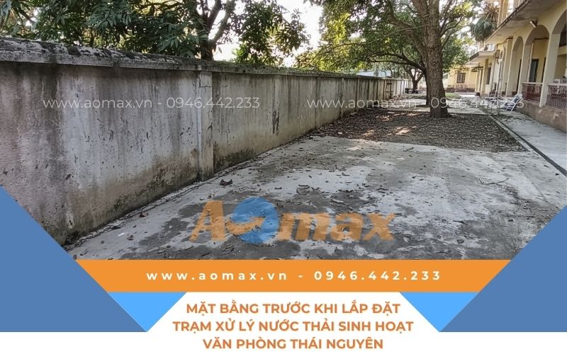 Mặt bằng trước khi lắp đặt trạm xử lý nước thải sinh hoạt văn phòng.