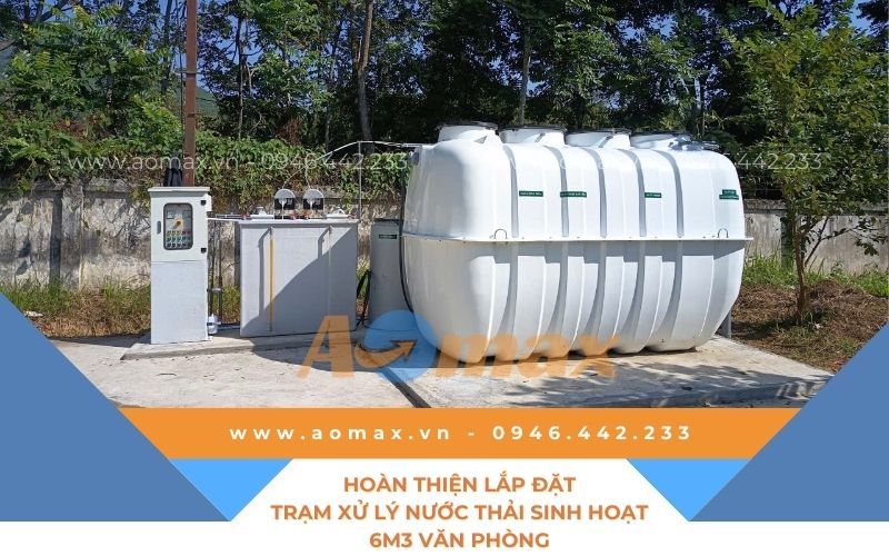 Hoàn thiện lắp đặt trạm xử lý nước thải sinh hoạt văn phòng.